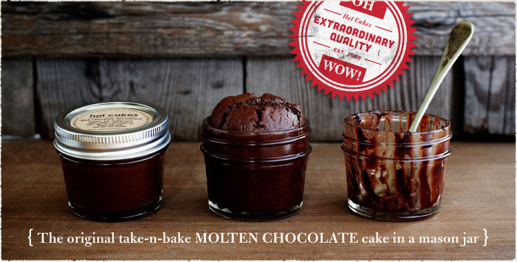 The original take-and-bake molten cake in a mason jar.